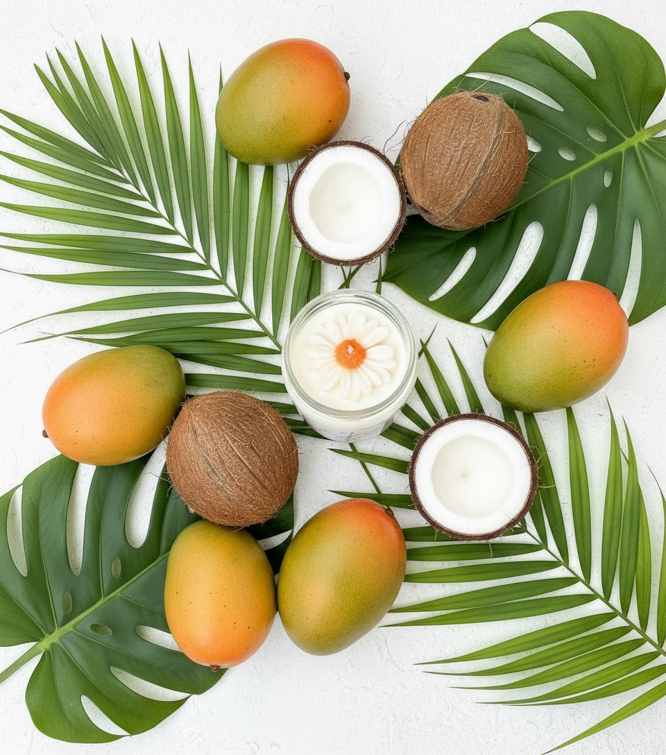 Mango and Coconut Aromatherapy Candle - Relaxing Scent with a Script 12oz | 340g Soy Wax Candle Psalms 34:8